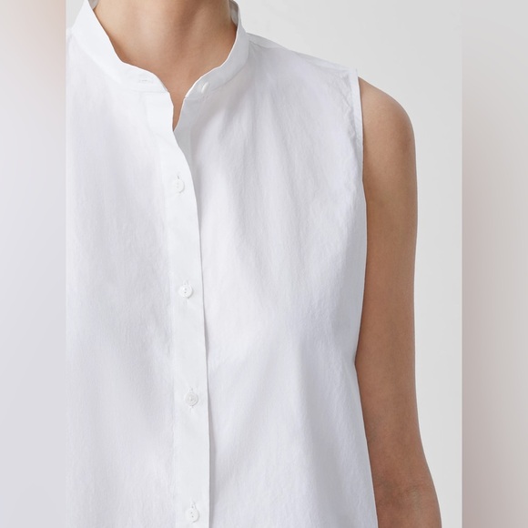 NWT Eileen Fisher Washed Organic Cotton Poplin Sleeveless Shirt - Picture 5 of 11